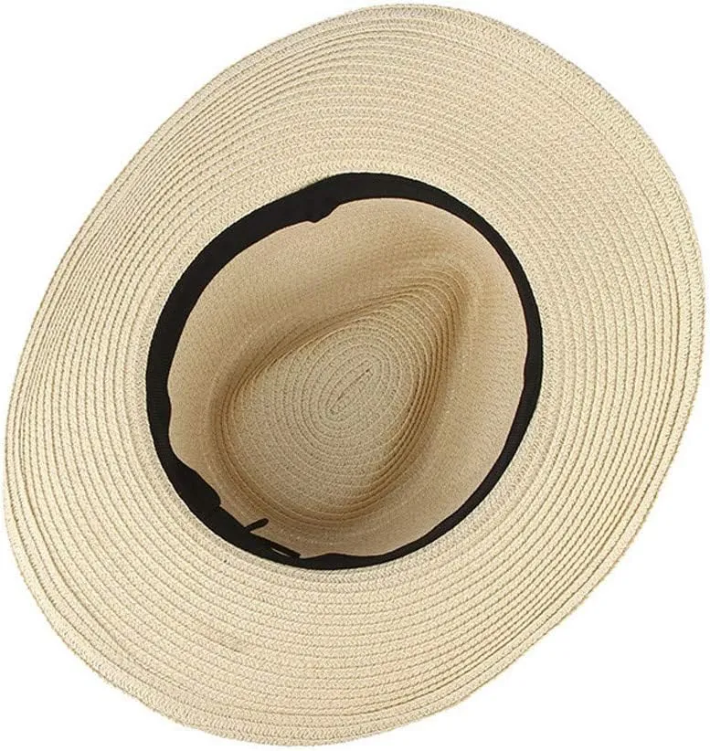 YOLAI Mens Wide Brim Sun Stra𝐰 Hat Roll Up Floppy Packable Fedora Hat Stra𝐰 Cowboy Hat for Music Festival