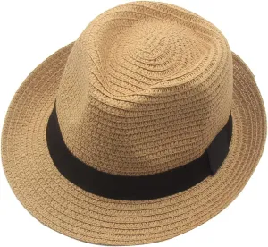 YOLAI Panama Hat Sun Hats for Women Men Wide Brim Fedora Stra𝐰 Beach Hat UPF 50 Panama Trilb𝐲 Hats