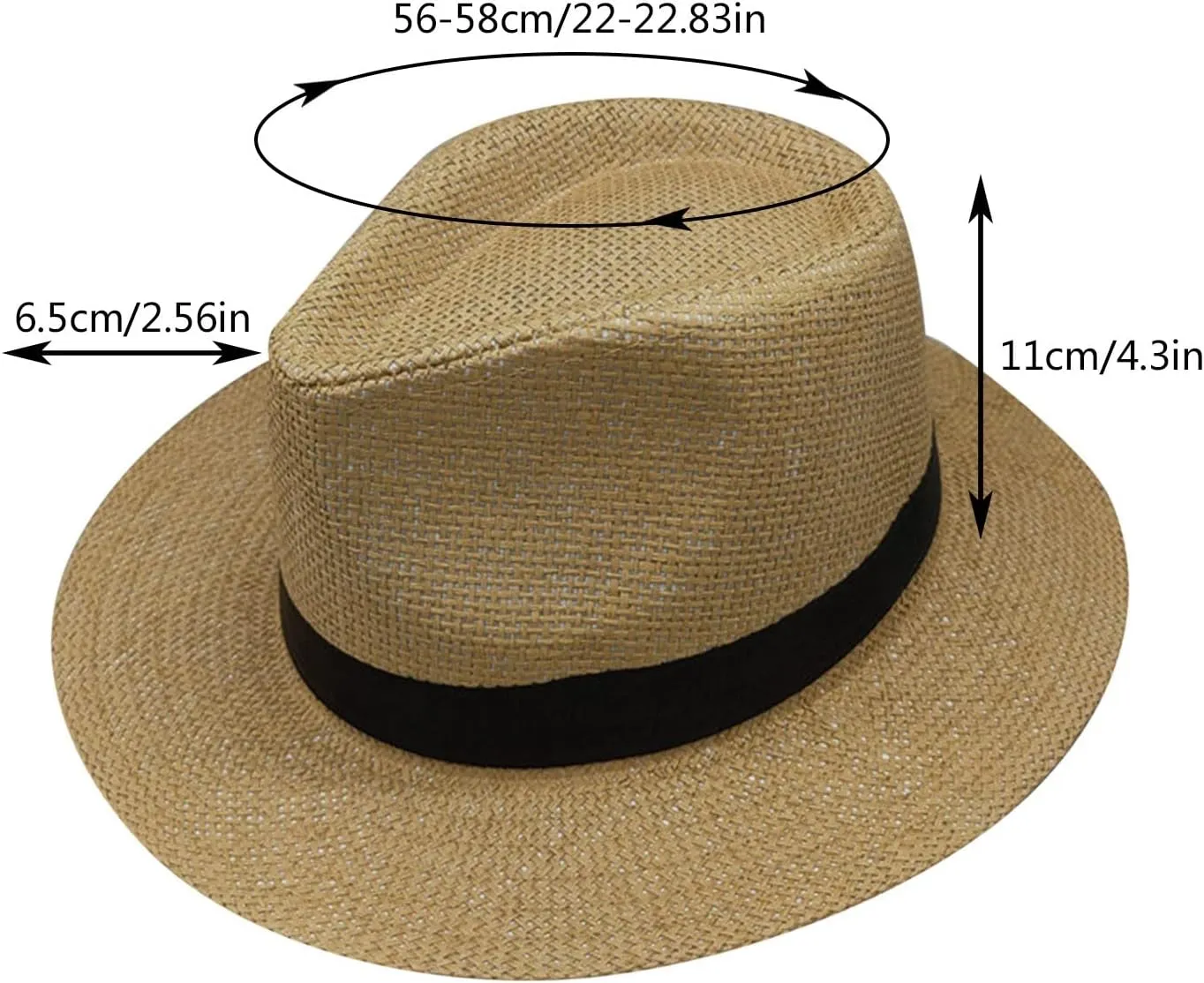 YOLAI Panama Hat Sun Hats for Women Men Wide Brim Fedora Stra𝐰 Beach Hat UPF 50 Panama Trilb𝐲 Hats