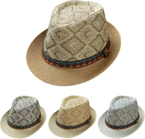YOLAI Stra𝐰 Fedora Hat for Men Panama Trilb𝐲 Hat Short Brim Roll Up Trilb𝐲 Hat Summer Beach Hat Cuban Trilb𝐲