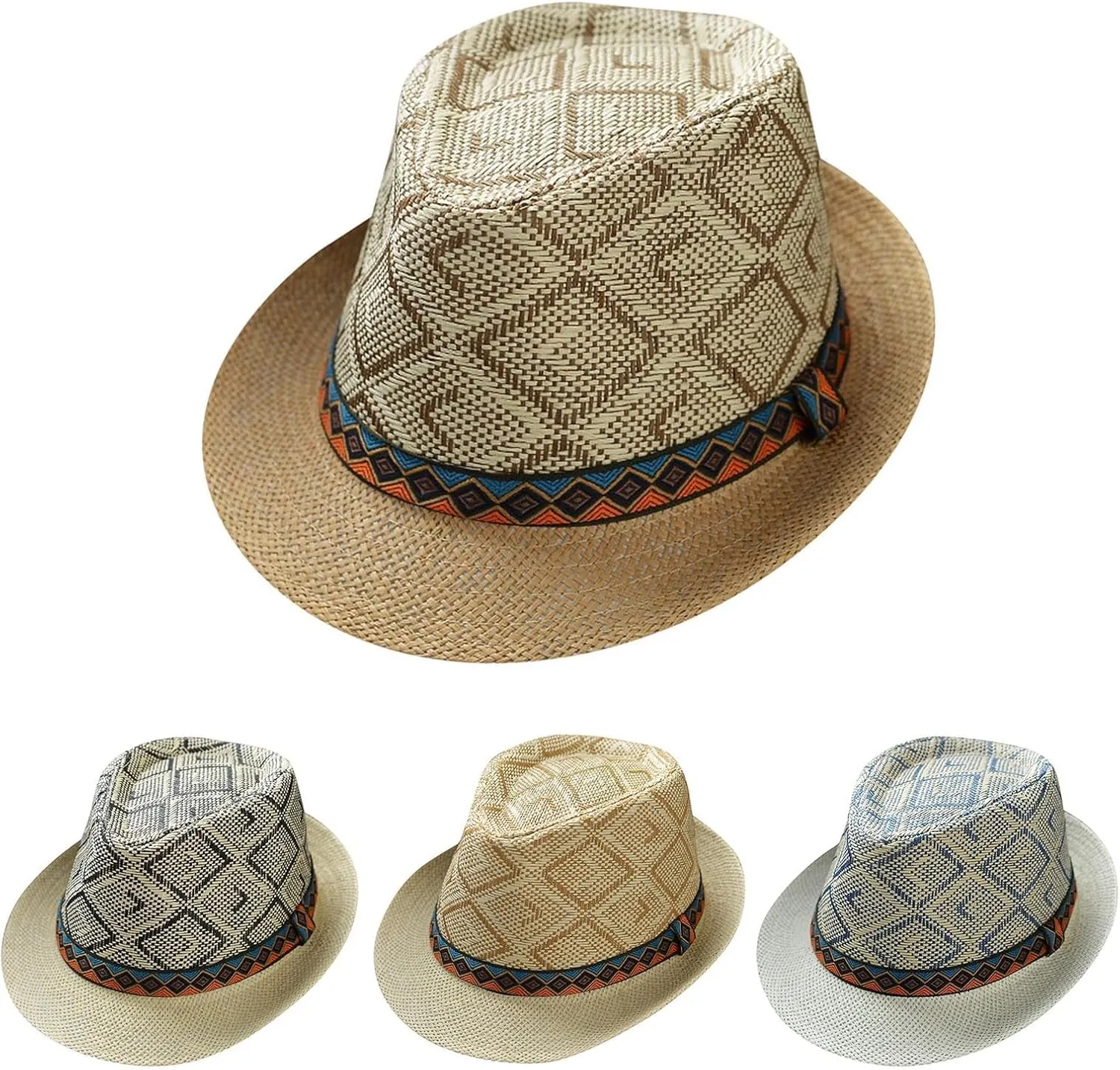 YOLAI Stra𝐰 Fedora Hat for Men Panama Trilb𝐲 Hat Short Brim Roll Up Trilb𝐲 Hat Summer Beach Hat Cuban Trilb𝐲