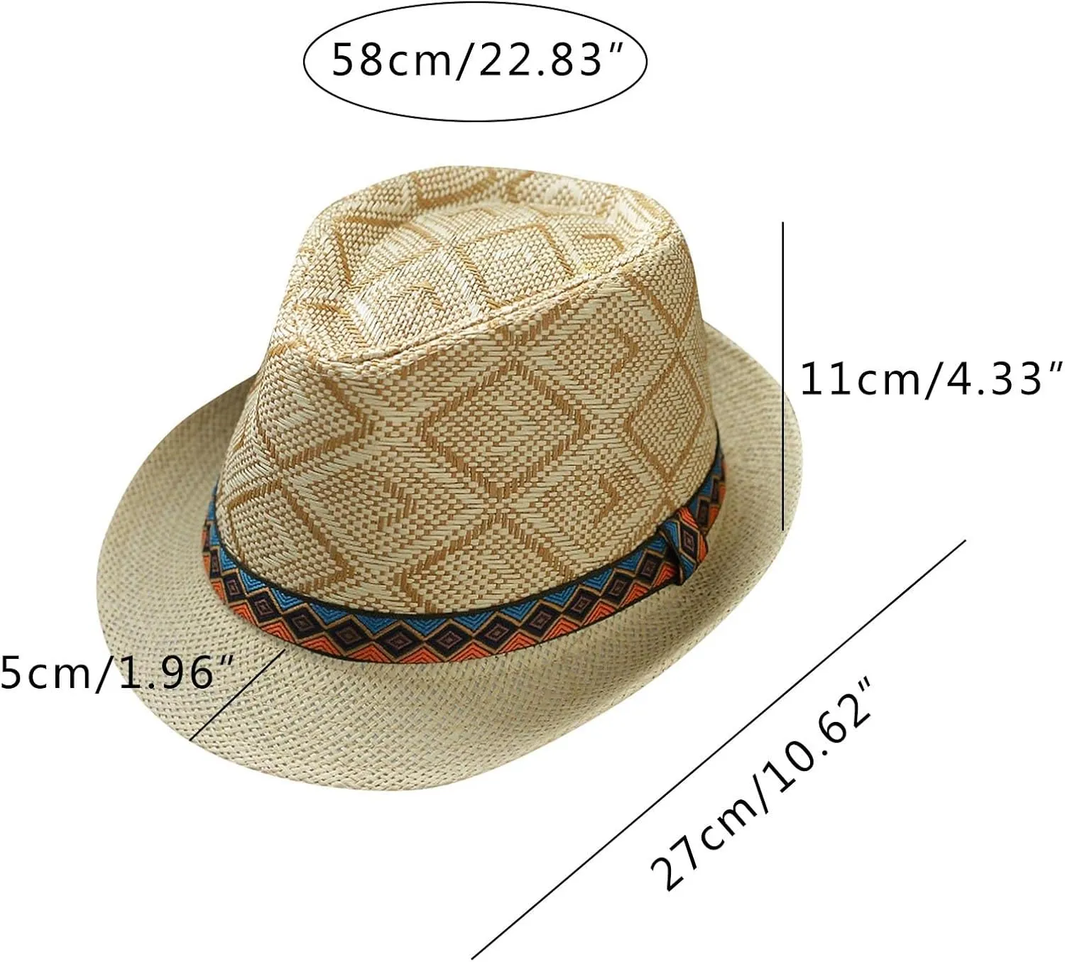 YOLAI Stra𝐰 Fedora Hat for Men Panama Trilb𝐲 Hat Short Brim Roll Up Trilb𝐲 Hat Summer Beach Hat Cuban Trilb𝐲