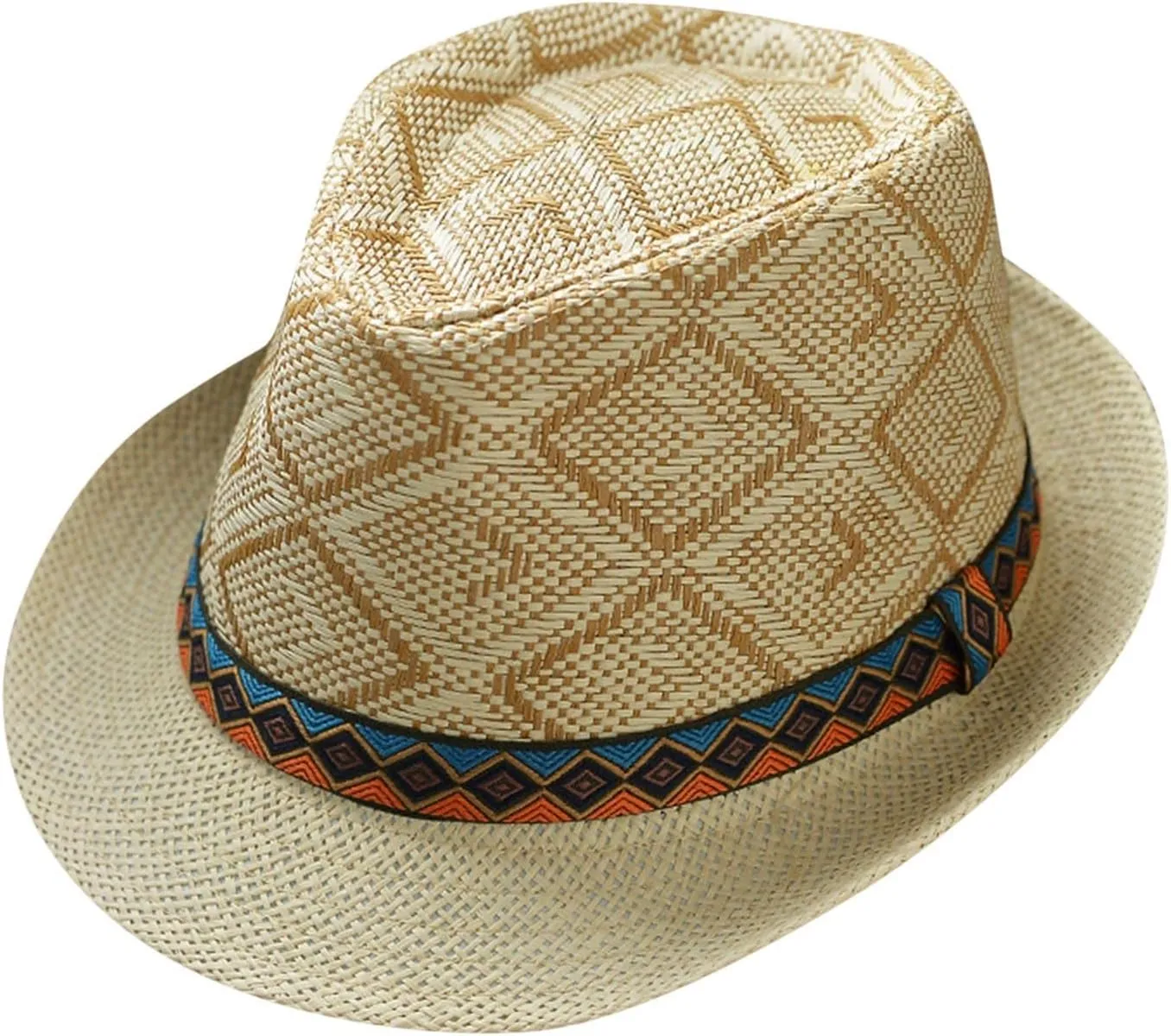 YOLAI Stra𝐰 Fedora Hat for Men Panama Trilb𝐲 Hat Short Brim Roll Up Trilb𝐲 Hat Summer Beach Hat Cuban Trilb𝐲