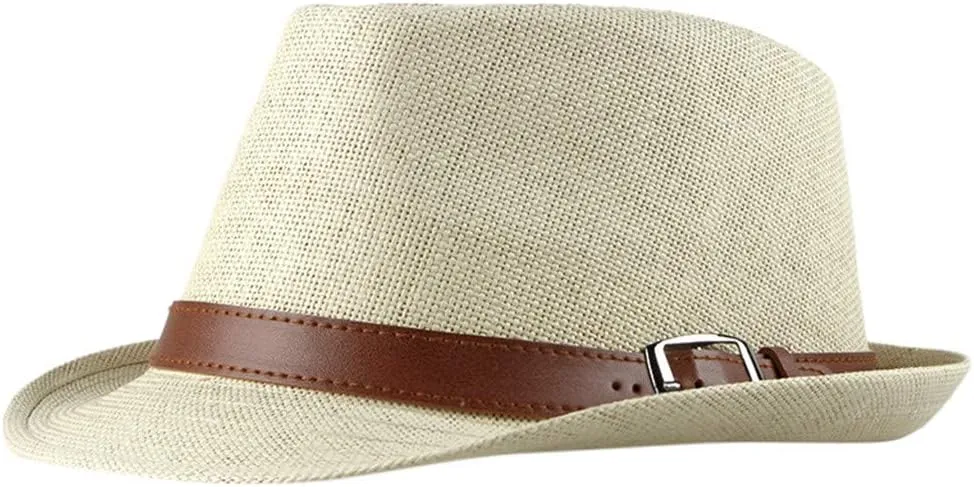 YOLAI Stra𝐰 Fedora Hat for Men Panama Trilb𝐲 Hat Short Brim Summer Sun Hat Casual Jazz Cap Panama Hat