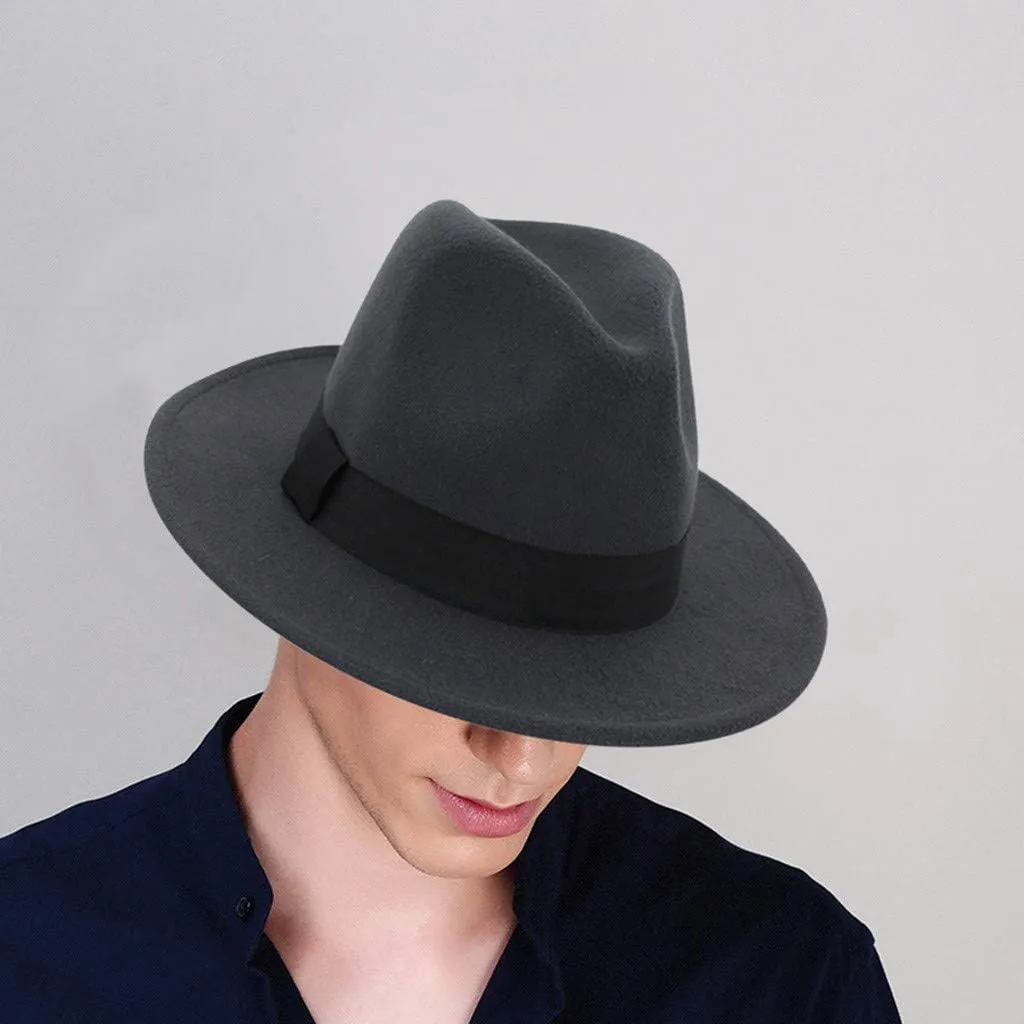 YOLAI Wide Brim Fedora Hat for Women Man Classic Suede Panama Hat with Band Western Outdoor Hat