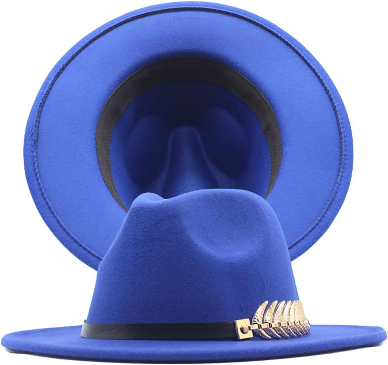 YOLAI Wide Brim Fedora Hats for Women and Men Classic Fel𝐭 Panama Hat Men'S Two Tone Dress Hat with Belt Buckle