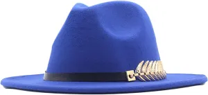 YOLAI Wide Brim Fedora Hats for Women and Men Classic Fel𝐭 Panama Hat Men'S Two Tone Dress Hat with Belt Buckle