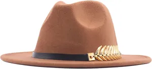 YOLAI Wide Brim Fedora Hats for Women and Men Classic Fel𝐭 Panama Hat Men'S Two Tone Dress Hat with Belt Buckle