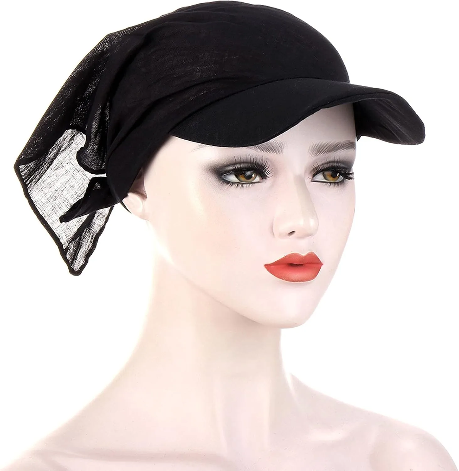 YOLAI Women Solid Color Sunscreen Turbans Hats with Brim Cancer Chemo Muslim Headwraps Cap Baseball Cap