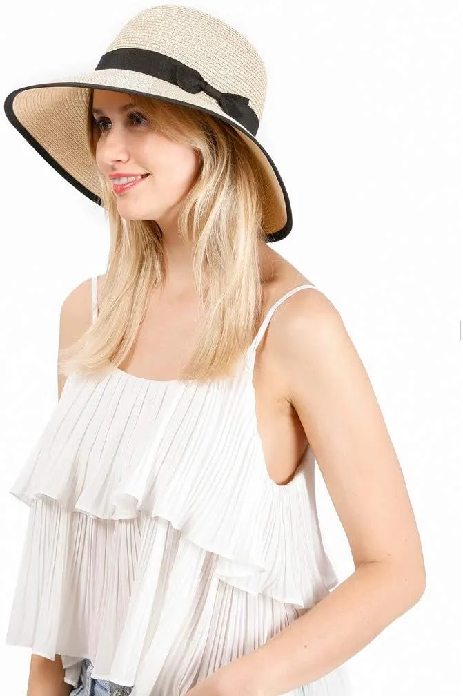 YOLAI Women's Sun Beach/Hat Foldable Floppy Hats Summer Sun Protective Wide Brim Cap for Travel Beach