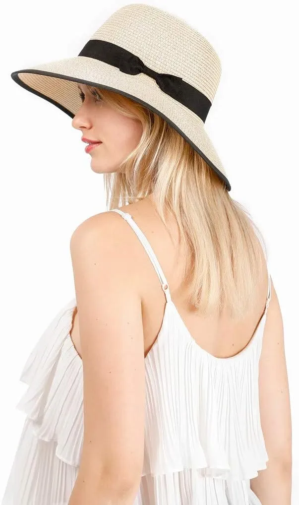 YOLAI Women's Sun Beach/Hat Foldable Floppy Hats Summer Sun Protective Wide Brim Cap for Travel Beach