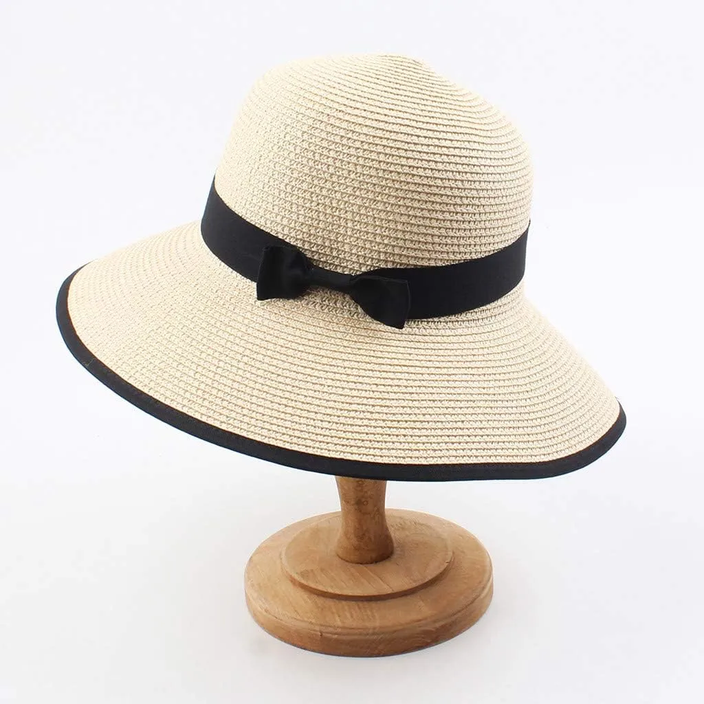 YOLAI Women's Sun Beach/Hat Foldable Floppy Hats Summer Sun Protective Wide Brim Cap for Travel Beach
