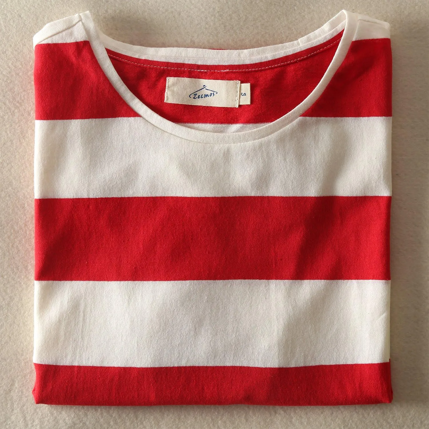 Zecmos Mens Stripes T-Shirts Casual Slim Fit Tshirts Striped Tees Top