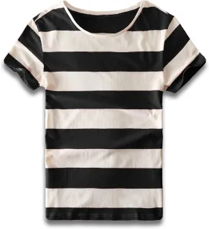 Zecmos Mens Stripes T-Shirts Casual Slim Fit Tshirts Striped Tees Top