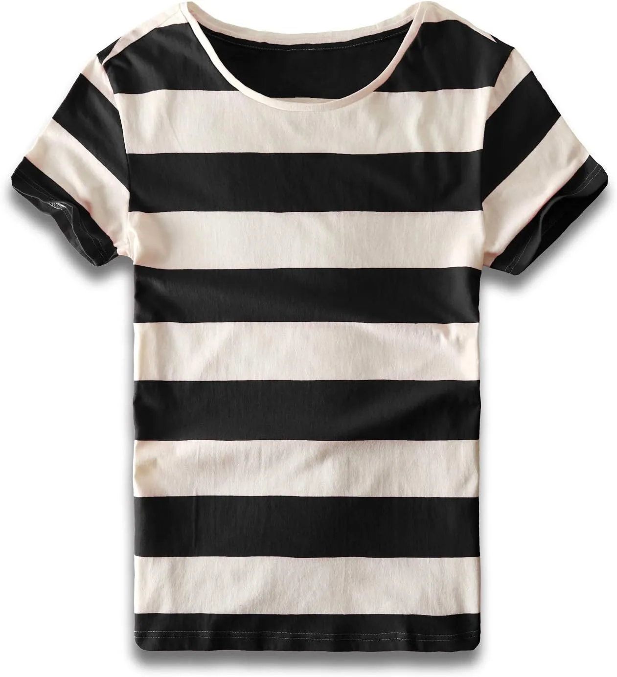 Zecmos Mens Stripes T-Shirts Casual Slim Fit Tshirts Striped Tees Top