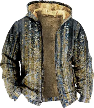 Zip Up Hoodie Men Winter Sherpa Lined Graphic Jacket Windproof Workout Oversized Coat Big And Tall Cool Windbreaker Outwear