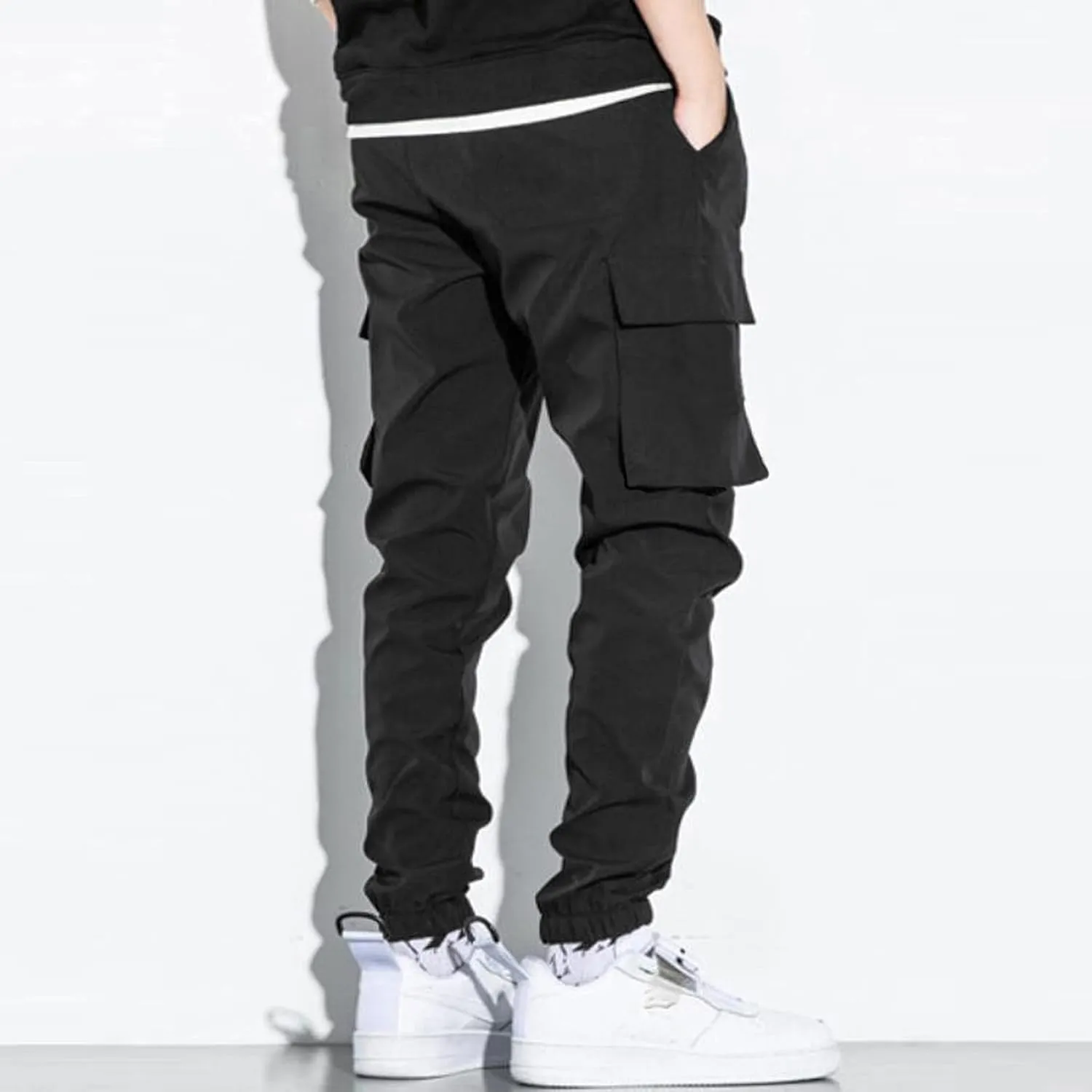 ZYXTIM Men's Relaxed Fit Straight Leg Outdoor Hiking Cargo Pants Multi-Pocket Solid Combat Tactical Hunting Work Scrub Pants