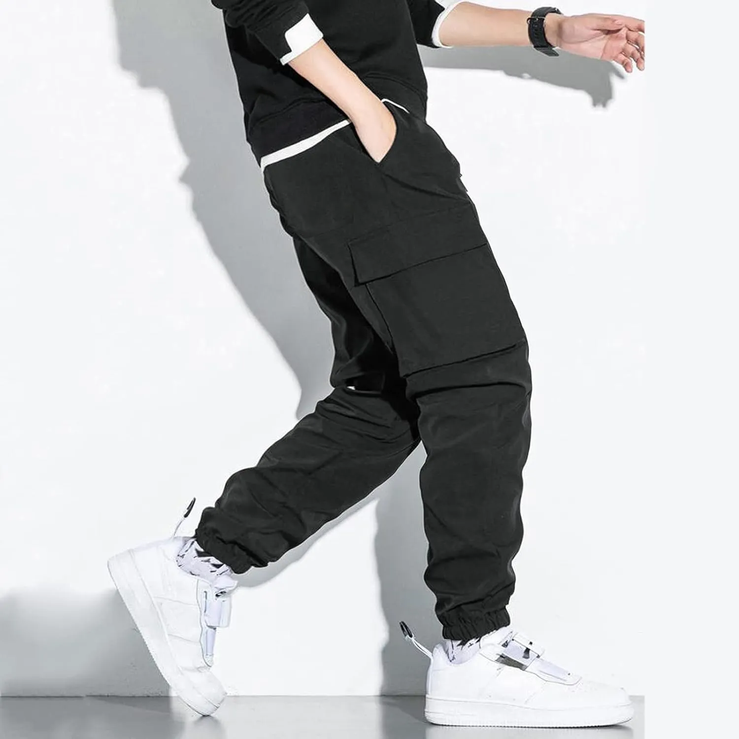 ZYXTIM Men's Relaxed Fit Straight Leg Outdoor Hiking Cargo Pants Multi-Pocket Solid Combat Tactical Hunting Work Scrub Pants